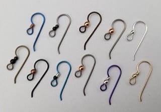 Assembled ear wires from Reactive Metals Studio, Inc.